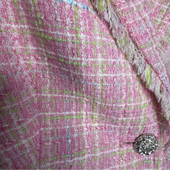 Grace Elements Women”s Pink Blazer 8P Textured Fringe Barbie Cottagecore Boho - Picture 11 of 15